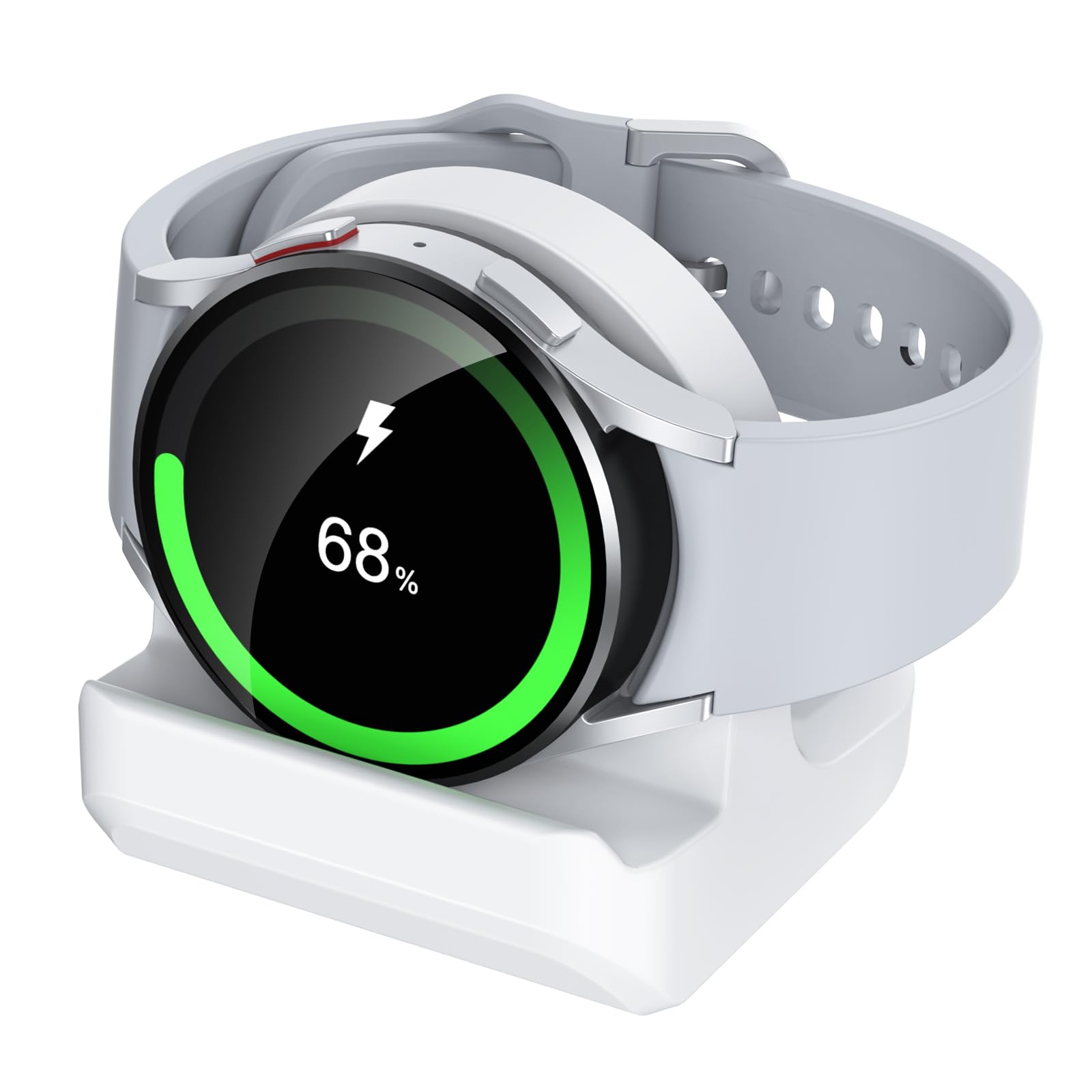 Samsung Galaxy Watch Stand - Universal Charging Dock for Watch 7 40mm/44mm, Watch Ultra, Watch 6 Classic, Watch 5 & 5 Pro - Non-Slip Silicone Holder (White) | Perfect for Nightstand, Office Desk & Travel | Charger Cable Not Included