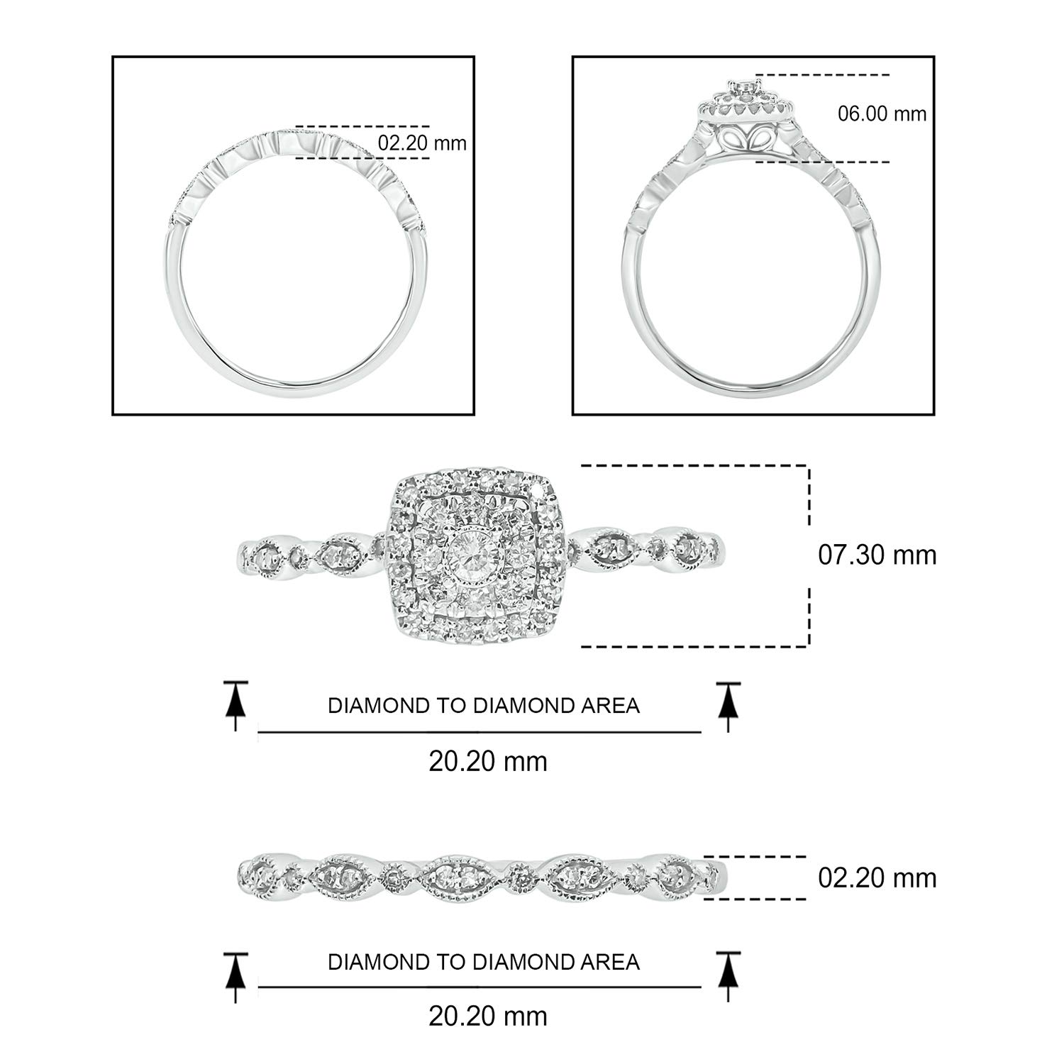 1/4 Cttw Round White Diamond Sterling Silver Wedding Ring Set for Women – Elegant Bridal Jewelry for Engagement, Anniversary & Special Occasions