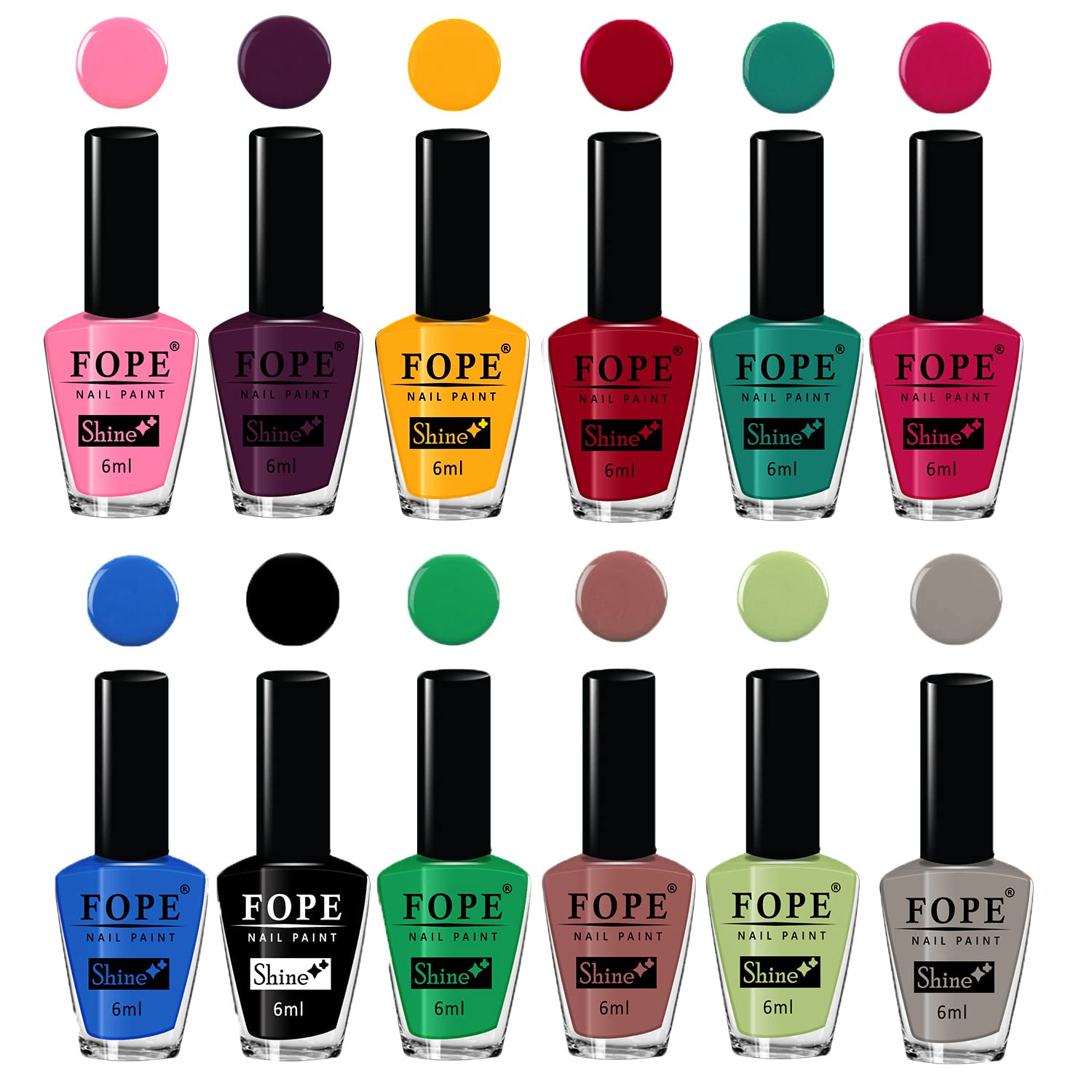 FOPE Enamel Splash 12-Piece Quick-Dry Nail Polish Set - Chip-Resistant, Long-Lasting Glossy Nail Paint for Women - Perfect for Salon, Home Manicures & Gift Giving