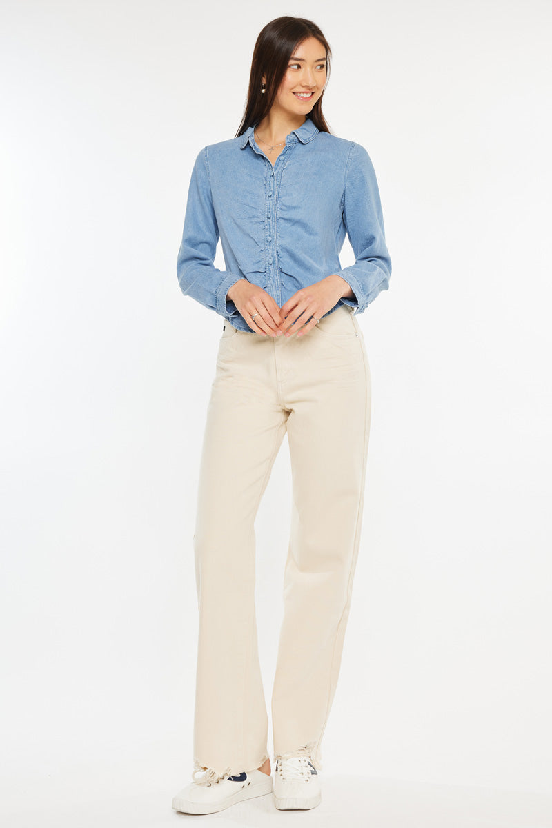 Evie Women's Fitted Long Sleeve Shirt - Slim Fit Button Down Blouse for Work & Casual Wear | Office, Date Night & Everyday Outfits
