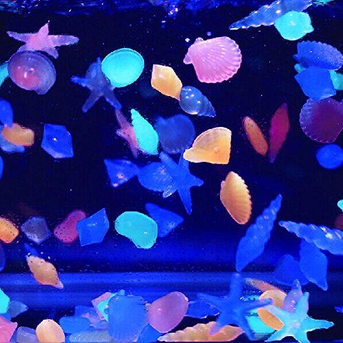 Glow in the Dark Aquarium Stones - LED Luminous Fish Tank Decorations for Betta, Turtle, Shrimp Tanks - Waterproof Glowing Pebbles for Night Viewing & Underwater Landscape Design
