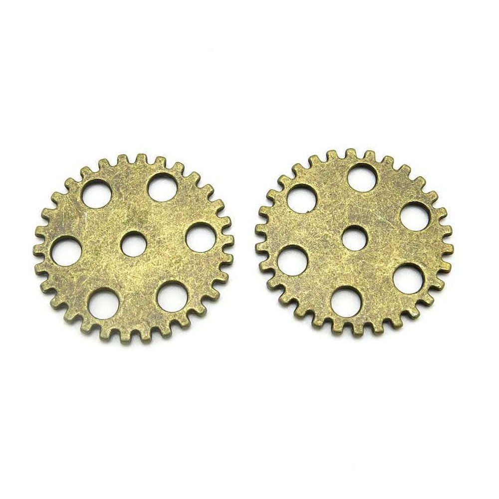 10PCS Antique Bronze Steampunk Gear Charms for Jewelry Making, DIY Crafts, Beading - Perfect for Necklaces, Bracelets, and Scrapbooking Projects