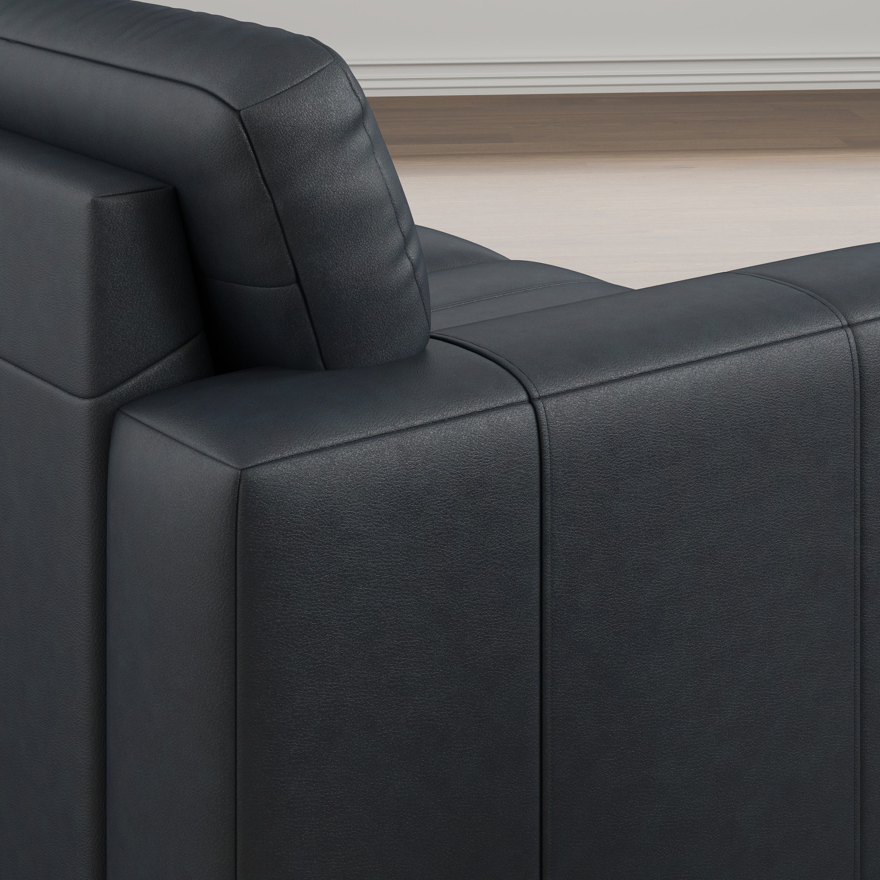 Roundhill Furniture Sakan Genuine Leather Upholstered Loveseat Sofa - Modern Two-Seater for Living Room, Lounge & Office