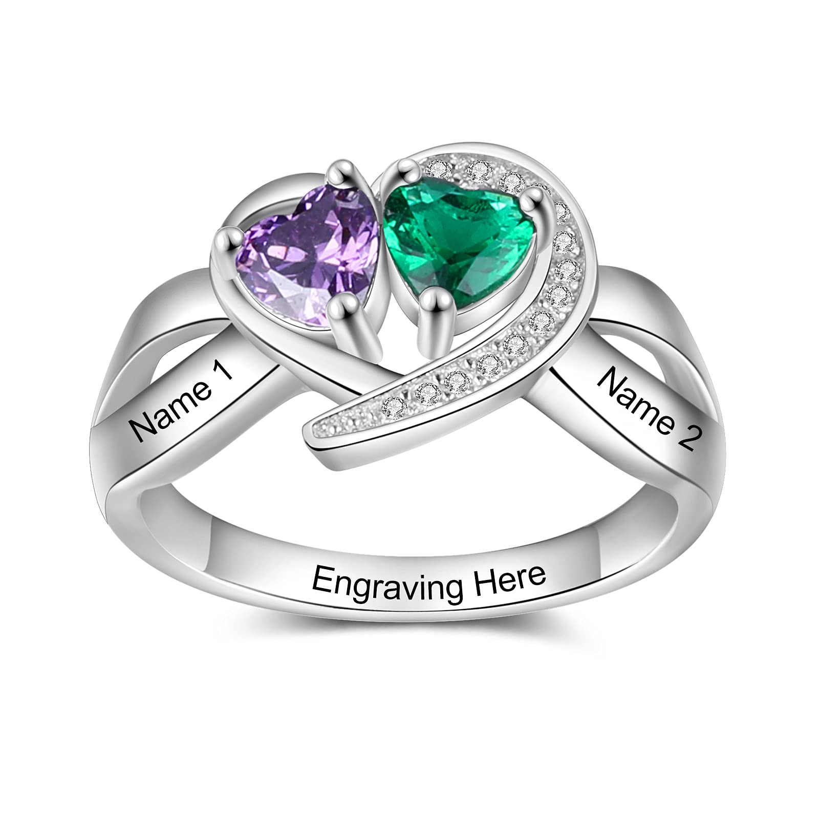 Personalized Mother Promise Rings - Birthstone Engagement Rings for Women - Wedding & Love Gifts