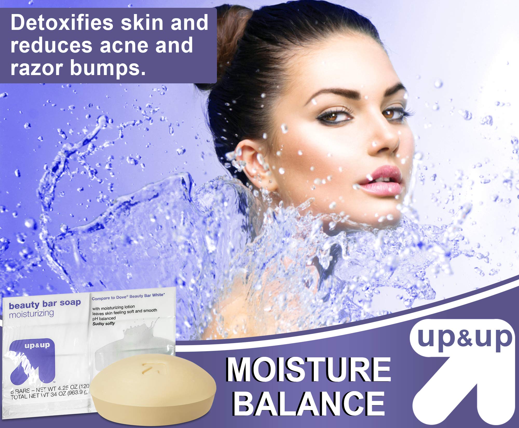 Up & Up Moisturizing Bar Soap - 8 Pack Antibacterial White Soap for Gentle Skin Cleansing | Perfect for Daily Shower, Hand Washing & Travel