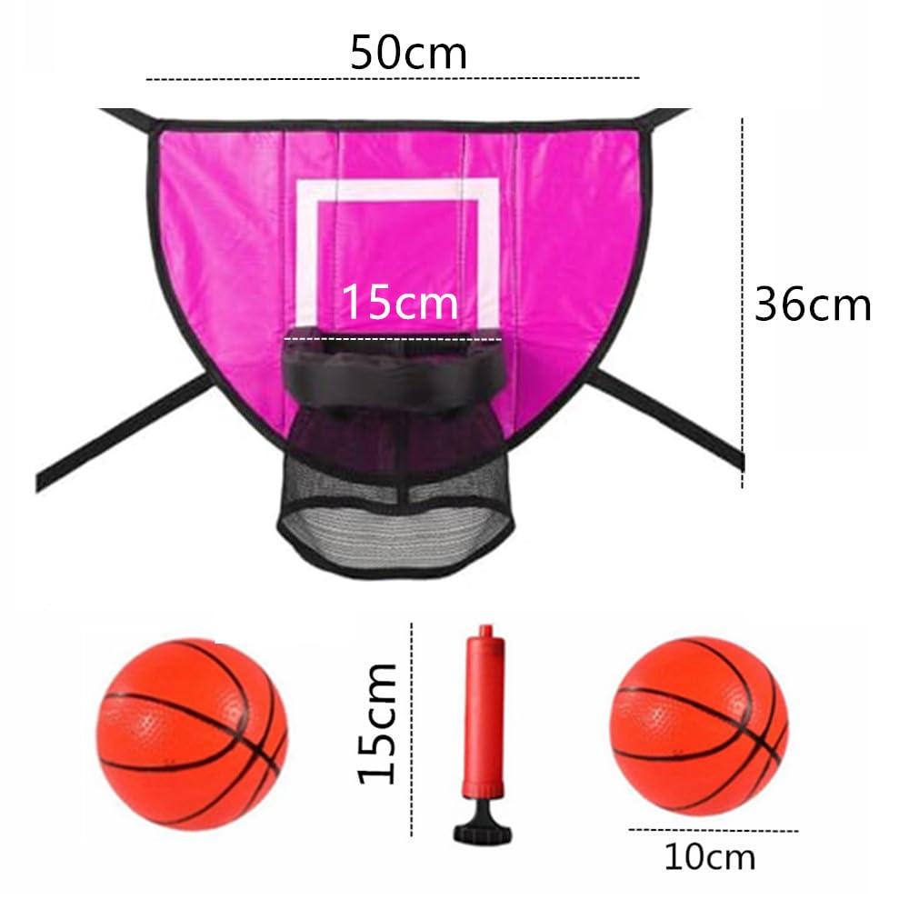 Wanfoou Universal Trampoline Basketball Hoop Set with Pump & 3 Mini Balls - Waterproof Basketball Goal Attachment for Kids & Adults - Perfect for Backyard Fun, Outdoor Games & Trampoline Exercise