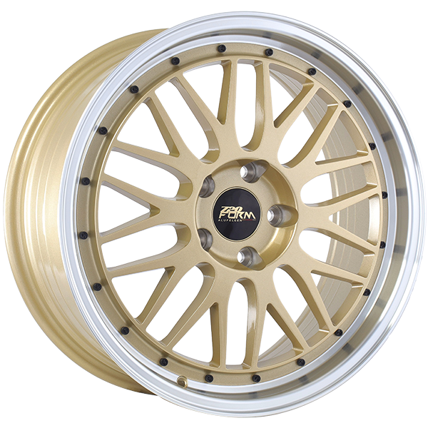720Form FF14 Gold Machined Lip 17x7.5 +35 5x114.3mm 73.1mm Alloy Wheels - Perfect for Honda Civic, Accord & Acura TSX - Upgrade Your Ride with Premium Styling
