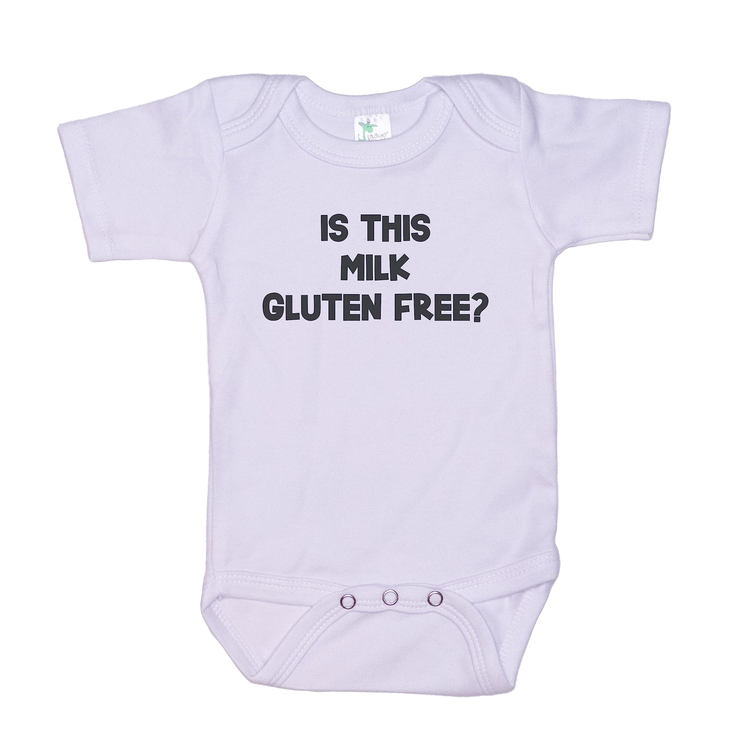 Ebenezer Fire Vegan Baby Onesie - Funny 'Is This Milk Gluten Free?' Bodysuit - Unisex Newborn Organic Cotton Outfit - Perfect for Christmas Photos, Baby Showers & Vegan Parenting Humor