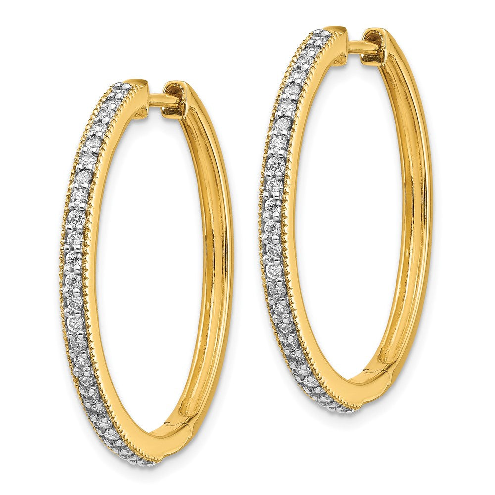 14K Gold Diamond Milgrain Hinged Hoop Earrings - EM4280 055 YA | Elegant Dangle Earrings for Women | Perfect for Weddings, Parties & Special Occasions
