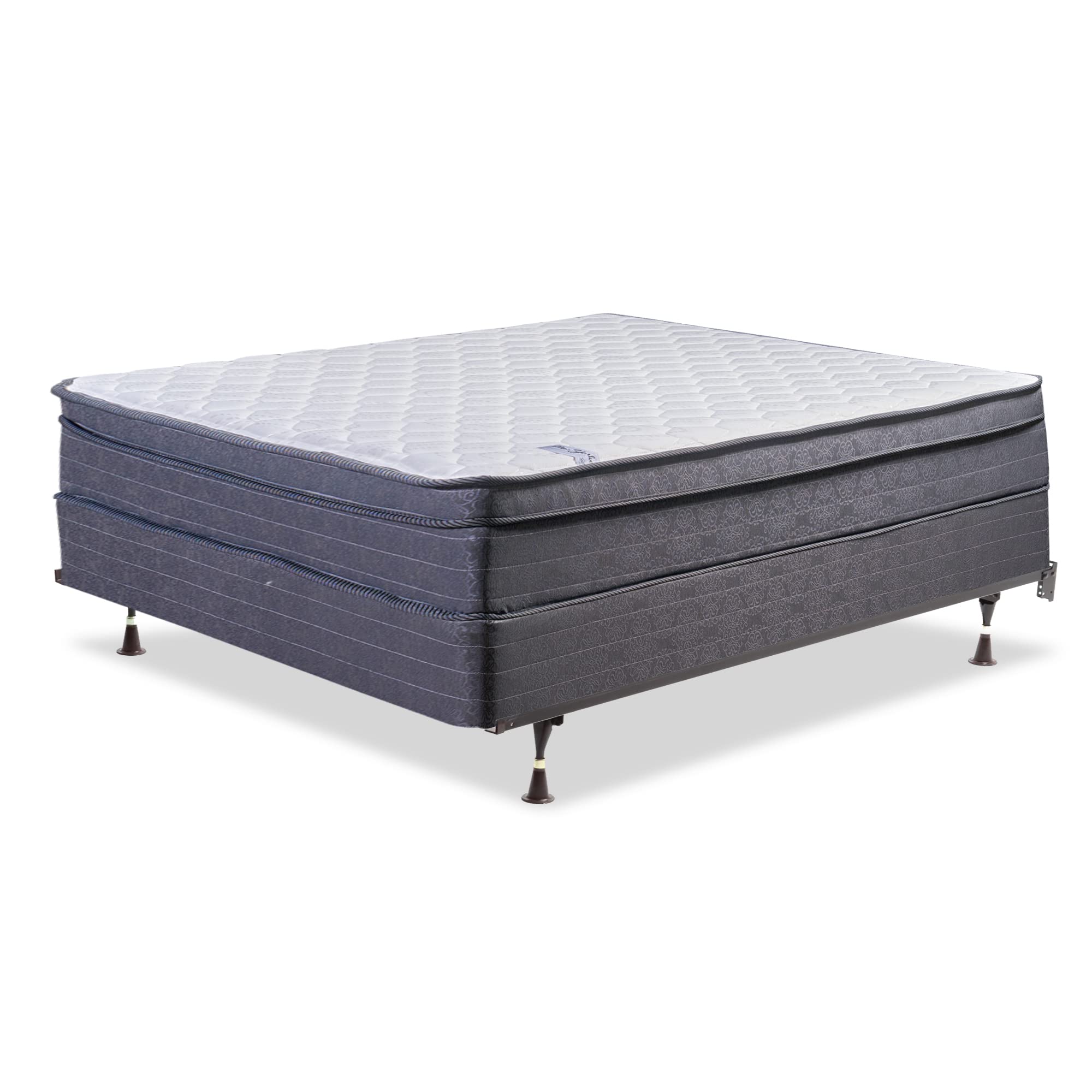 Medium Plush Hybrid Eurotop Pillowtop Innerspring Mattress Set with 4