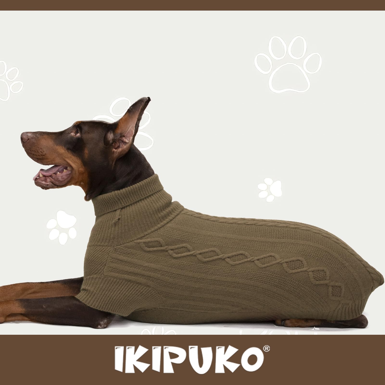 Medium Dog Sweater - Warm Knitted Dog Pullover for Christmas & Thanksgiving - Cozy Thermal Fall Dog Clothes for Schnauzer, Bichon, Coffee - Perfect for Winter Walks & Holiday Photos