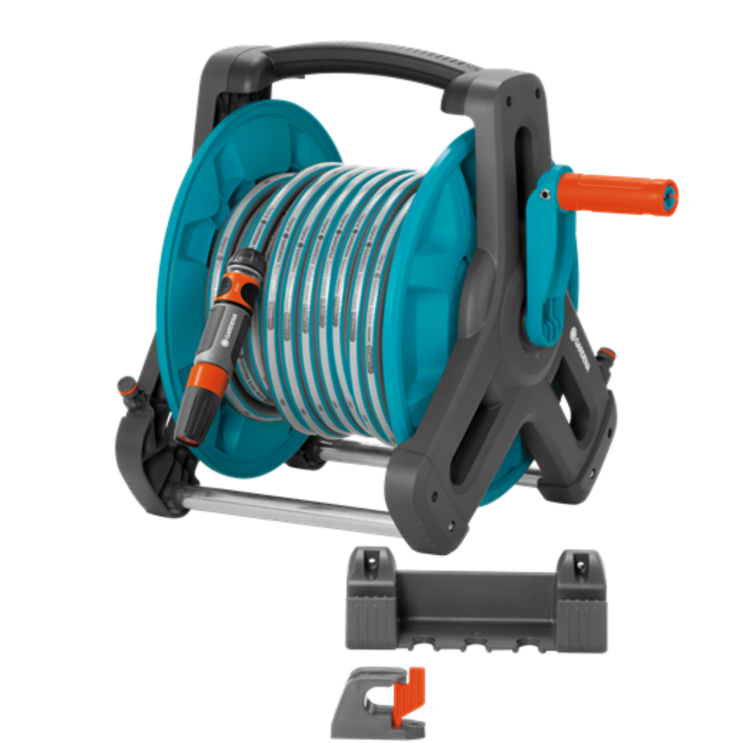 Gardena Wall Fixed Hose Reel Classic 50 Set 8009-20 - Outdoor Garden Watering Solution for Lawn, Yard & Patio Maintenance