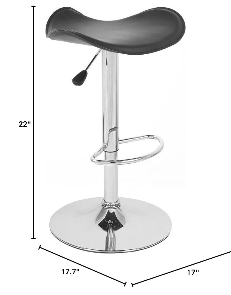 Gamma Contemporary Leather Adjustable Barstool - Black Licorice | Modern Kitchen & Bar Seating Solution