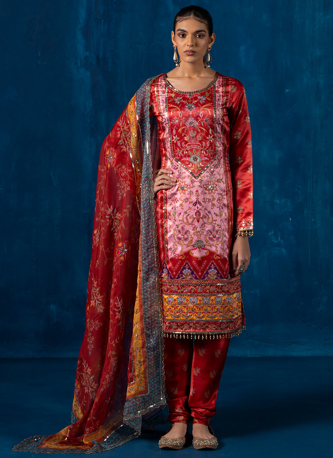 Elegant Maroon & Multicolor Embroidered Straight Suit for Women - Perfect for Weddings, Parties & Formal Events