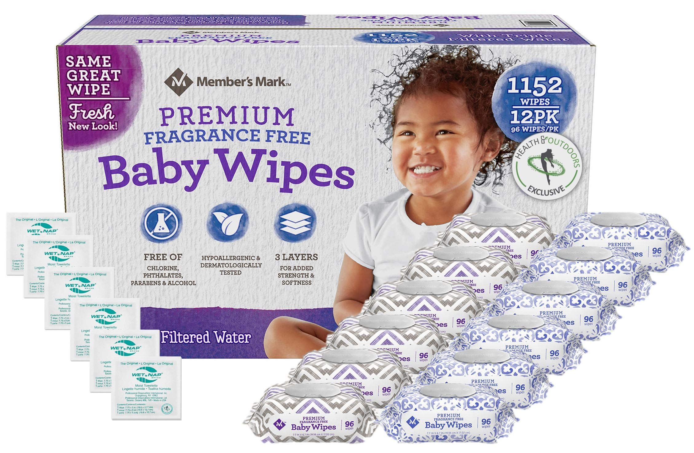 HAO M Mark Premium Fragrance-Free Baby Wipes - 1152 Count Hypoallergenic & Gentle for Sensitive Skin | Includes Exclusive Moist Towelettes | Perfect for Diaper Changes, Travel & On-the-Go Cleaning