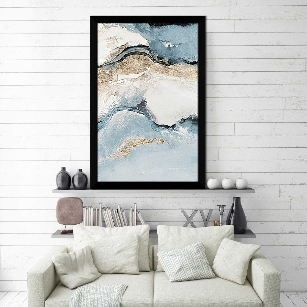 Blue Crystalline Print Acrylic Wall Art - Modern Home Decor for Living Room, Bedroom & Office