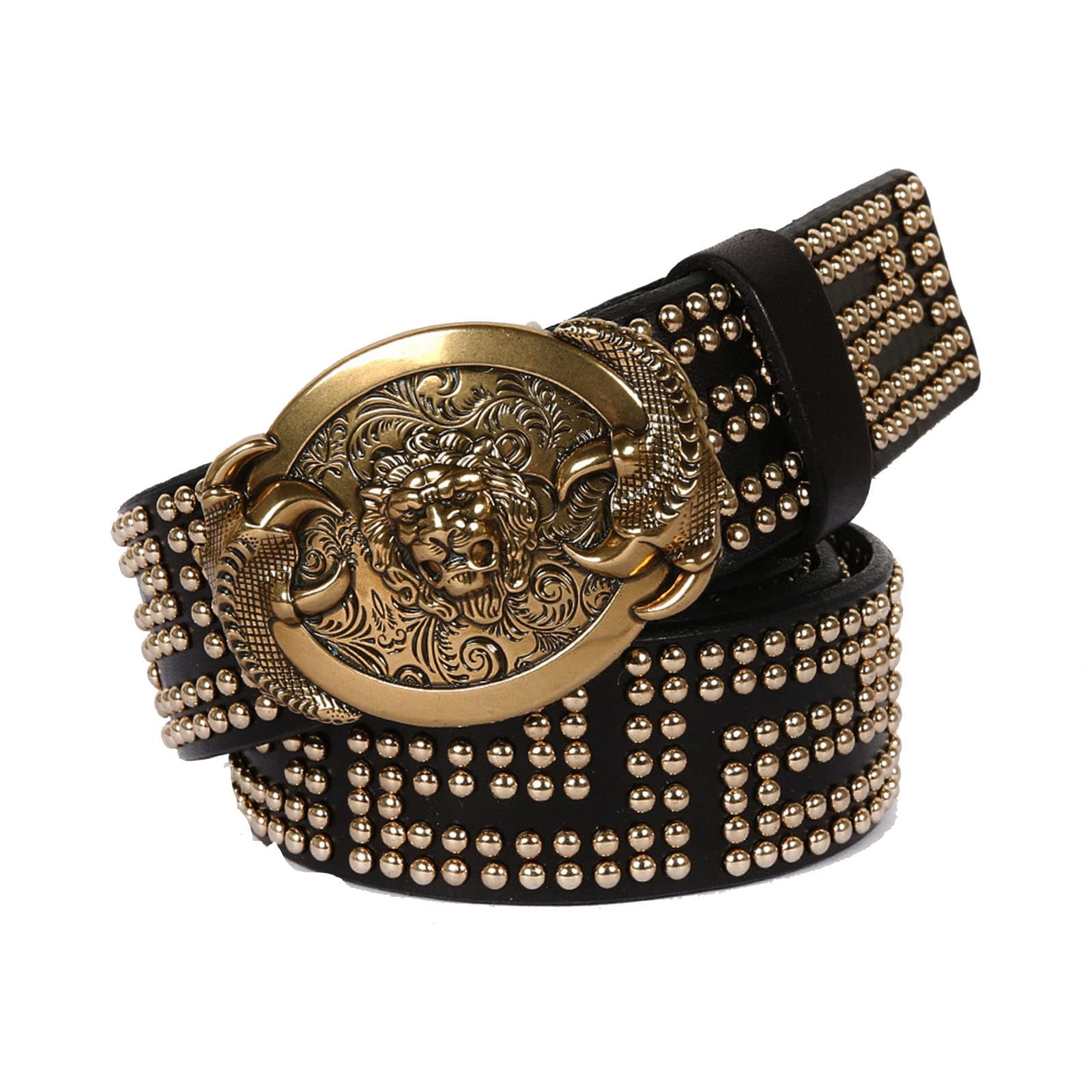 Premium Genuine Leather Dress Belt for Men & Women - Adjustable Classic Rivet Buckle (Black/Brown, 105cm) | Formal & Casual Wear Accessory for Suits, Jeans, Office | Perfect for Weddings, Interviews, Business Events, Travel & Gifts | Durable & Stylish Belt for Everyday Use | Great with Business Attire, Casual Outfits & Formal Wear | Ideal for Professional Settings, Special Occasions & Fashion Statements