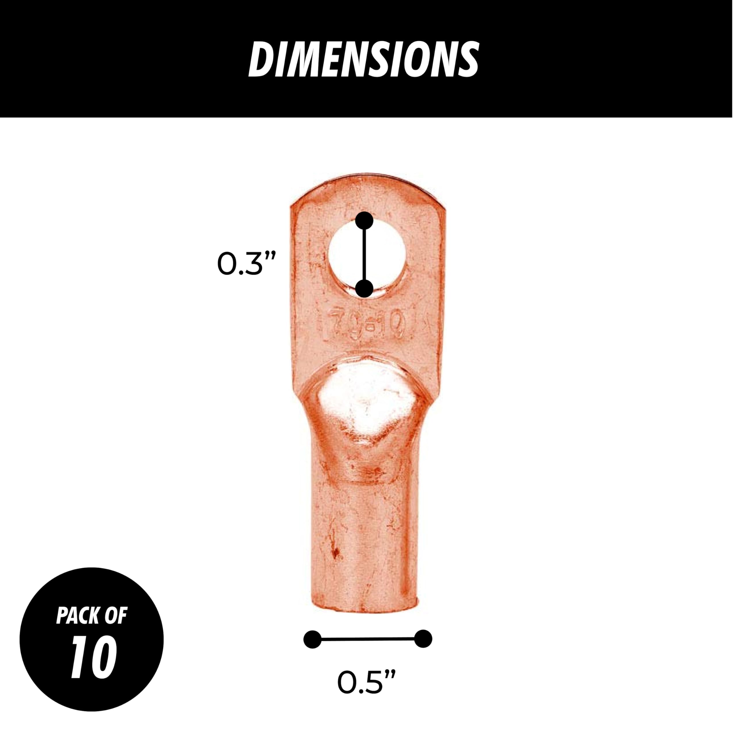 InstallGear 1/0 Gauge AWG Pure Copper Ring Terminals with Heat Shrink (10 Pack) - Heavy Duty Electrical Connectors for Car Audio, Marine, Solar & RV Wiring - Secure & Durable 1/0 Gauge Wire Terminals for Professional Installations