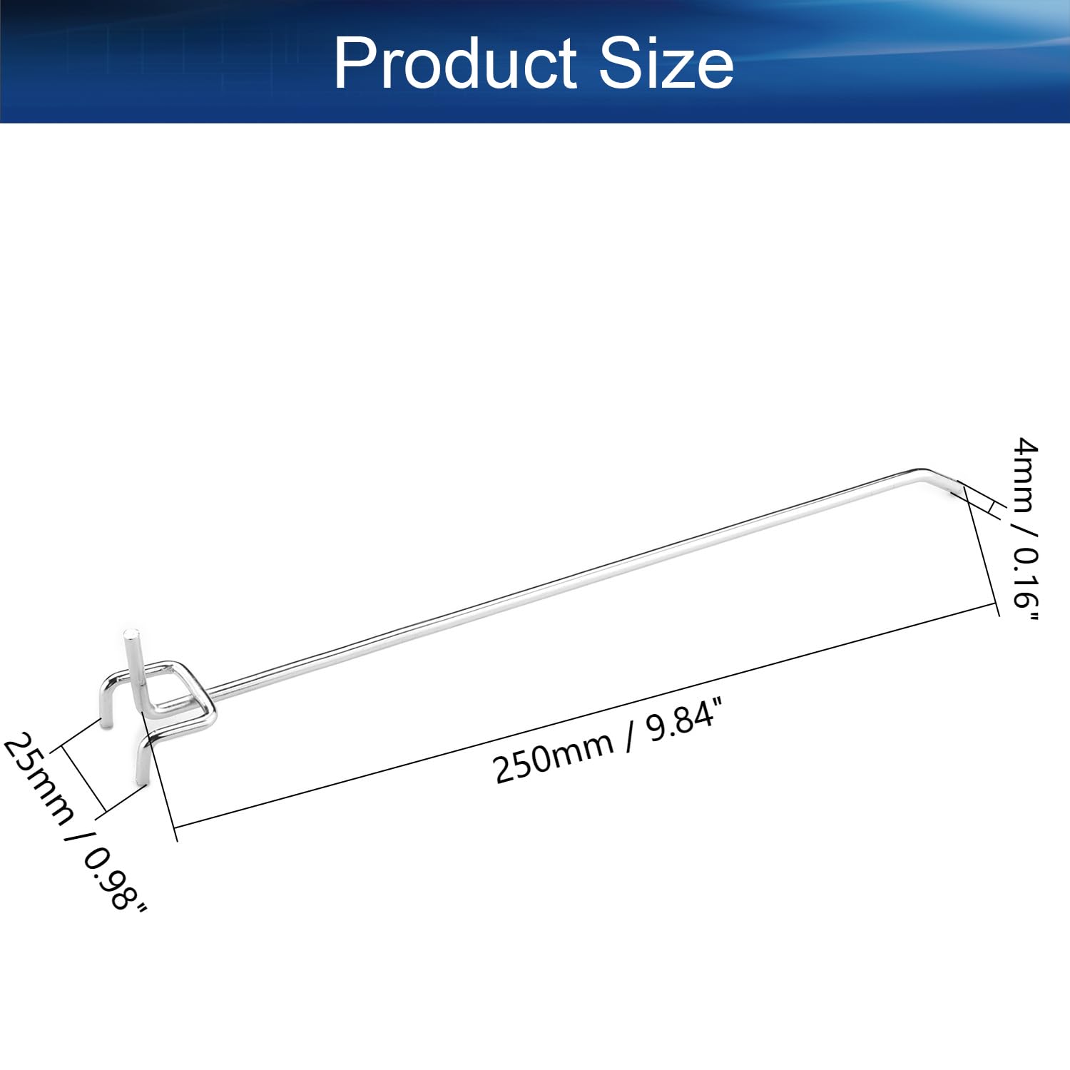 10 Pack 10-Inch Iron Pegboard Hooks for 1/8