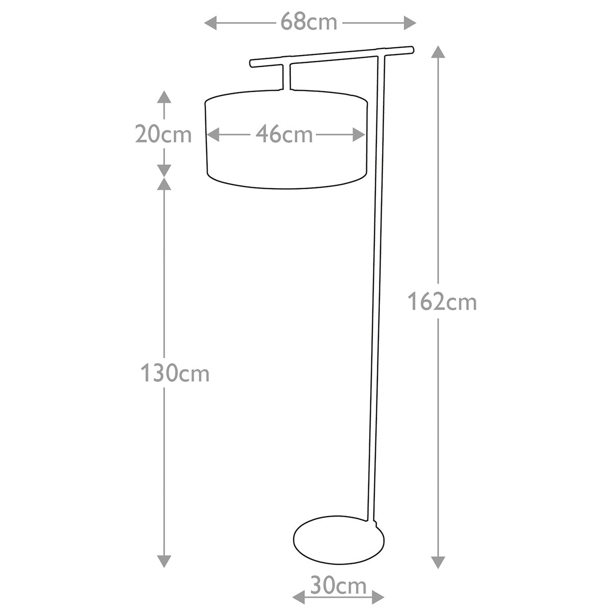 Balance 1 Light Floor Lamp with E27 Socket - Modern Standing Lamp for Living Room, Bedroom & Office - Multiple Finish Options