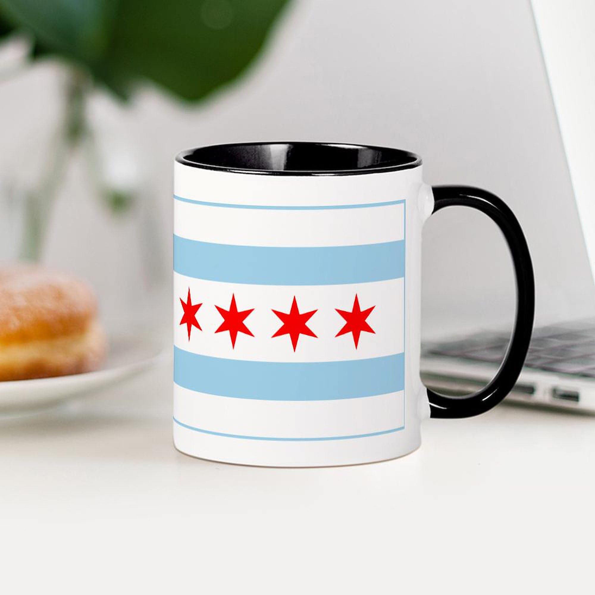 Chicago Flag Ceramic Coffee Mug 11 oz (325 ml) - Durable & Stylish Travel Mug for Office, Home, or Gifts