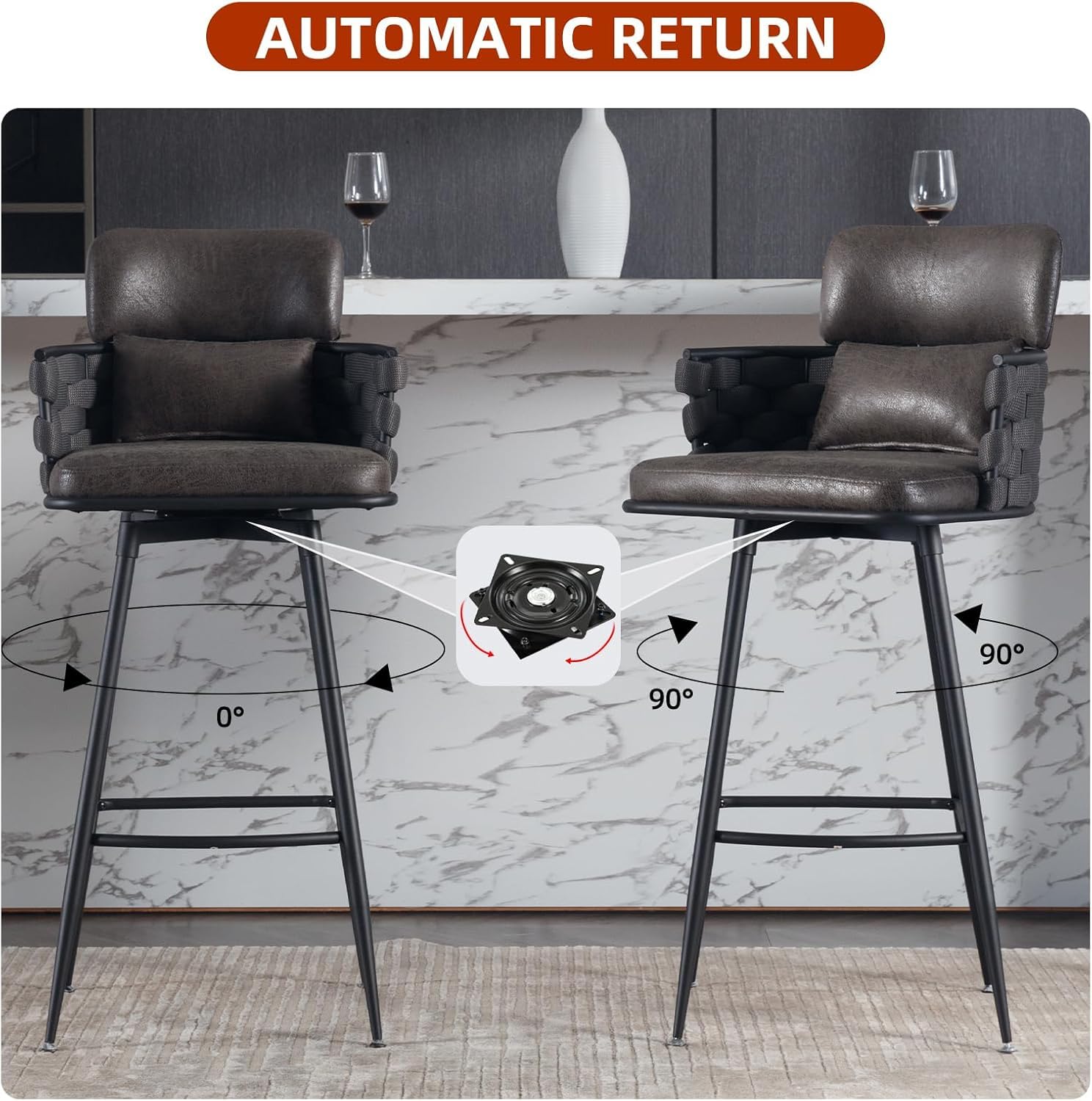 Set of 2 Counter Height Bar Stools 30 Inches - Hand Woven Bar Chairs for Kitchen Island, Bar Counter, Pub, Dining Room & Cafe - Perfect for Home Bars, Breakfast Nooks & Outdoor Entertaining