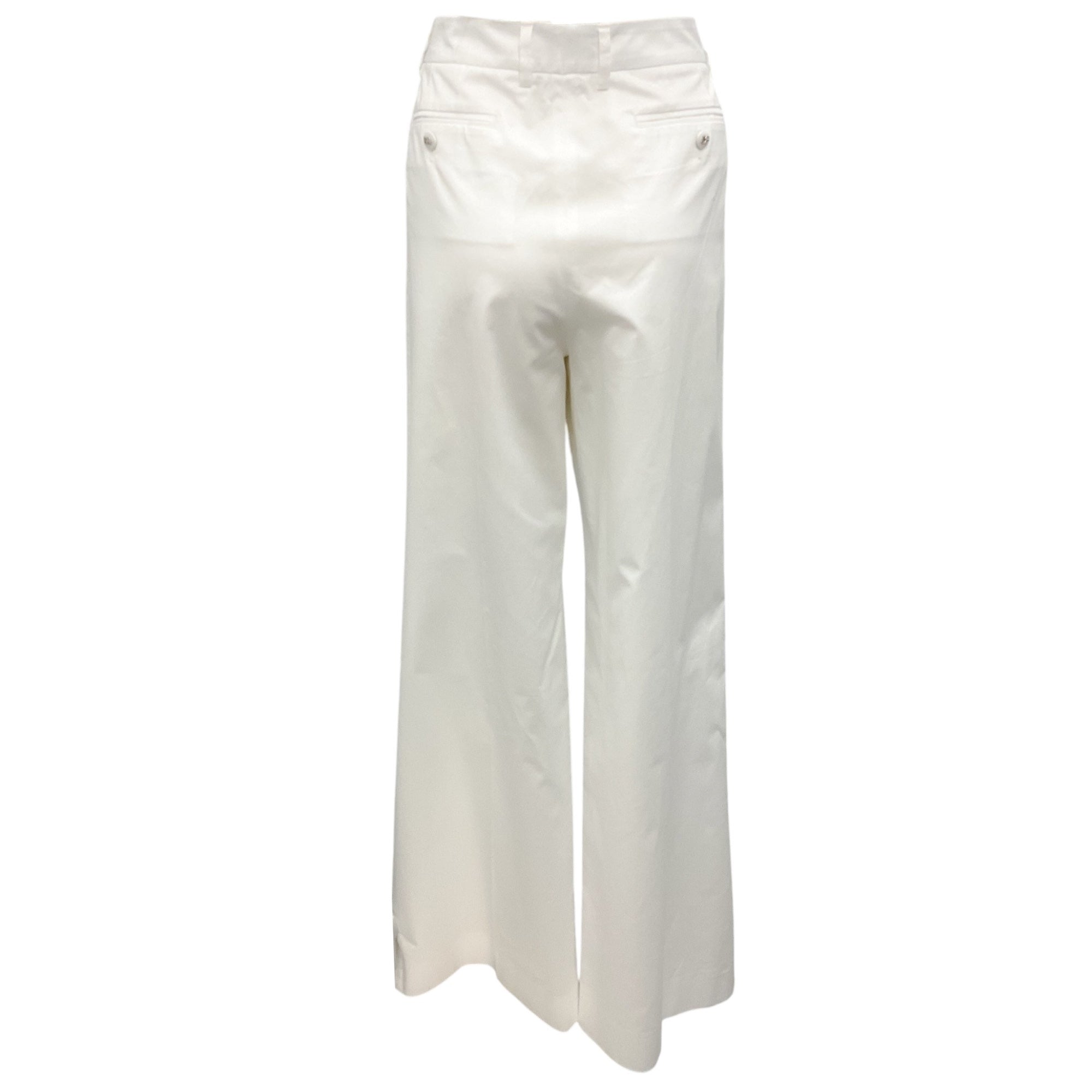 Dolce & Gabbana Women's White Cotton Flared Pants - Mid Rise Stretch Trousers for Casual Wear & Office Outfits