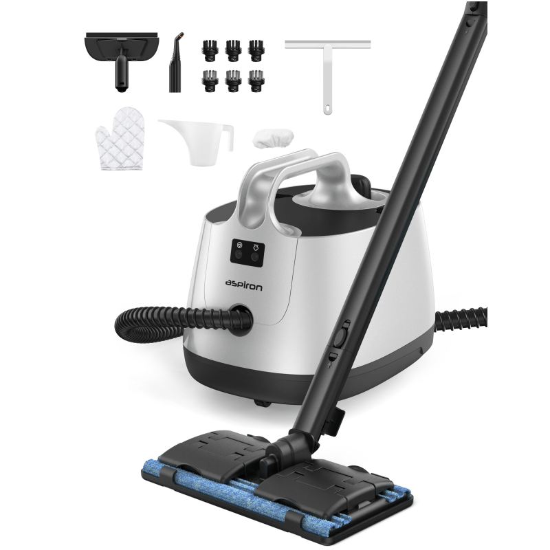 ASPIRON® CA019 Portable Steam Cleaner - 1.5L Large Water Tank, Fast 5-Minute Heat Up, Multipurpose Steam Cleaning for Home, Kitchen, Bathroom & Car Detailing (2024 Model) | Perfect for Floors, Tiles, Grout & Upholstery