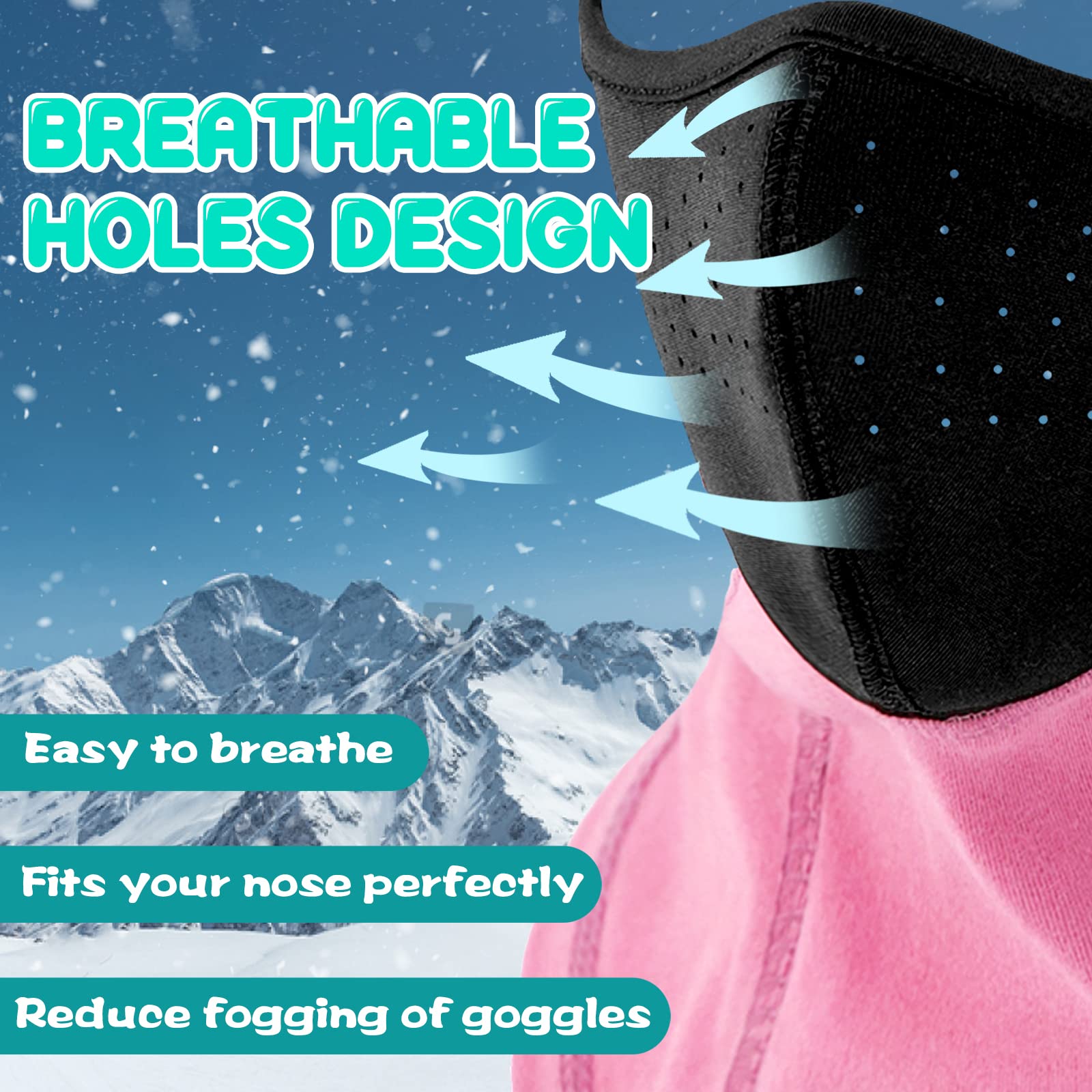 Kids Balaclava Ski Mask - Winter Breathable Face Cover for Boys & Girls - Windproof Fleece Neck Warmer for Cold Weather - Perfect for Skiing, Snowboarding & Outdoor Winter Activities