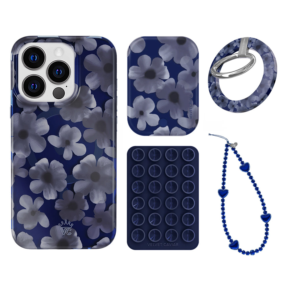 Midnight Blossom iPhone Case with Grip - Premium Protective Phone Cover for iPhone 13/14/15 Pro Max - Stylish Floral Design for Women - Perfect for Daily Use, Work, and Travel