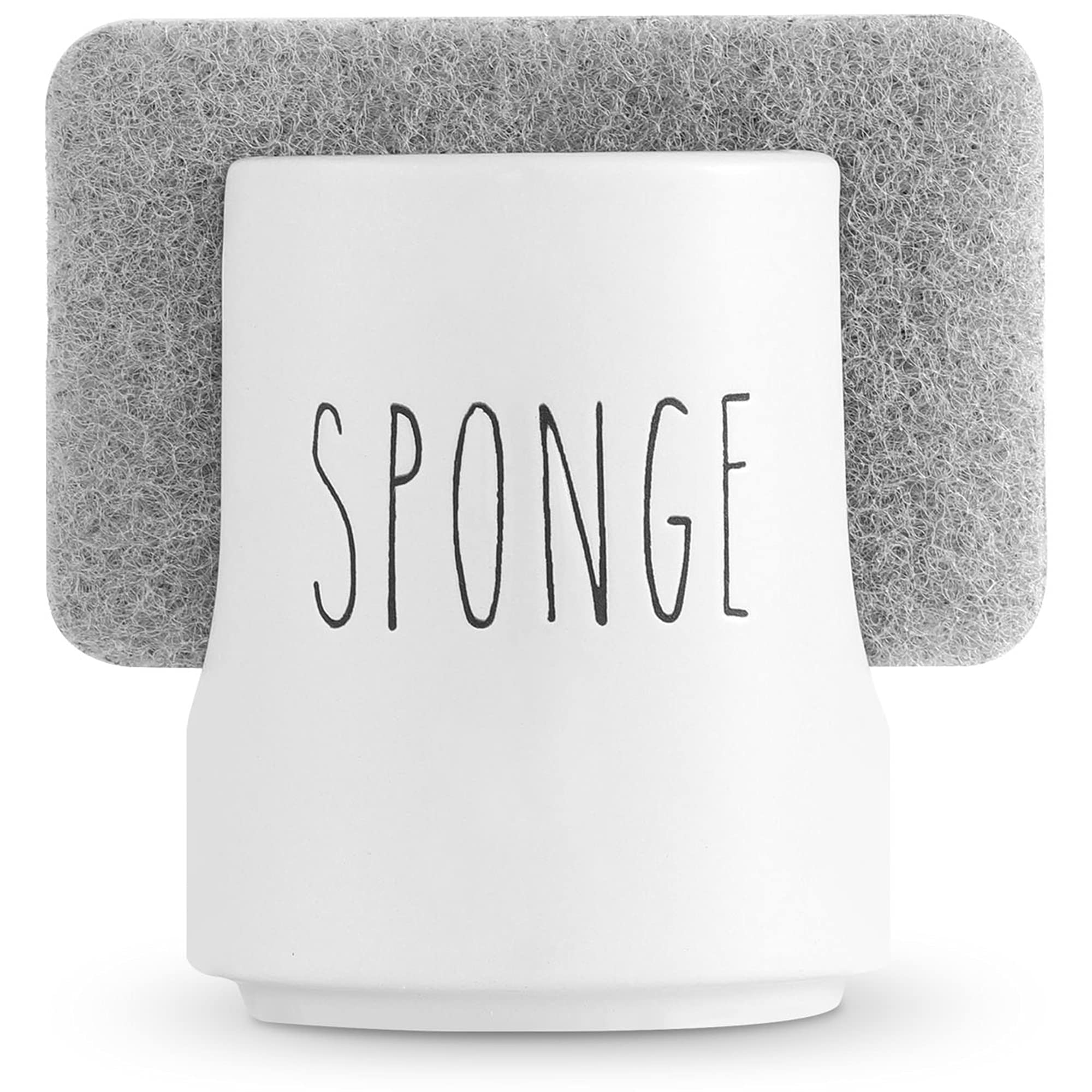 Ceramic Sponge Holder for Kitchen Sink - Farmhouse Style Porcelain Sponge Caddy & Organizer - Perfect for Dish Sponges, Brushes, and Sink Accessories | Ideal for Rustic, Modern, or Farmhouse Kitchen Decor