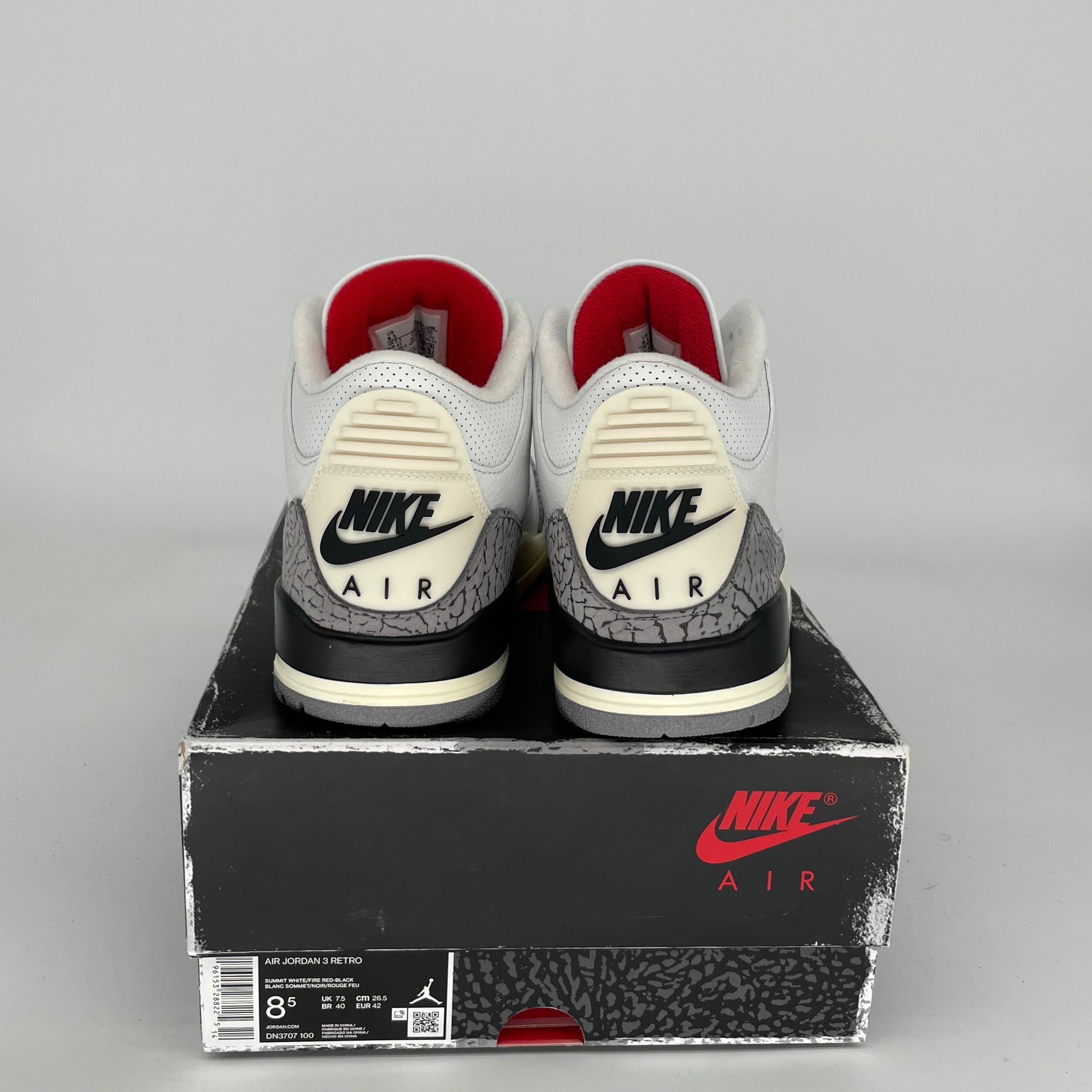 AIR JORDAN 3 White Cement Reimagined Basketball Shoes - Men's Size 8.5 (DN3707-100) - Retro Sneakers for Streetwear & Casual Outfits