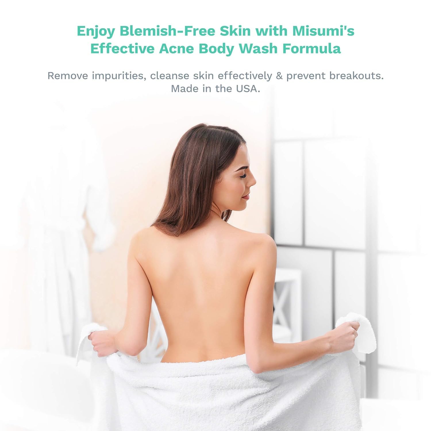 Misumi Acne Body Wash 120ml (4oz) - Salicylic Acid & Glycolic Acid AHA Exfoliating Wash for Keratosis Pilaris, Body & Back Acne Treatment - Gentle Formula for Men & Women - Perfect for Daily Shower & Post-Workout Skin Care