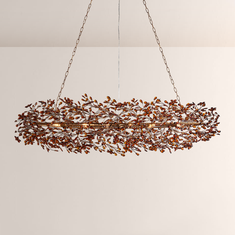Elegant Fiore Oval Chandelier - Modern Crystal Ceiling Light Fixture for Dining Room, Bedroom & Living Room Decor | Dimmable LED Lighting for Home & Office