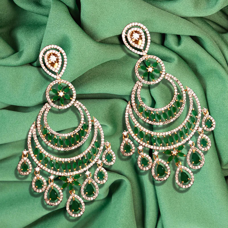 Exquisite American Diamond Chandbali Ruby Earrings for Women | Elegant Indian Bridal Jewelry | Perfect for Weddings, Parties & Special Occasions