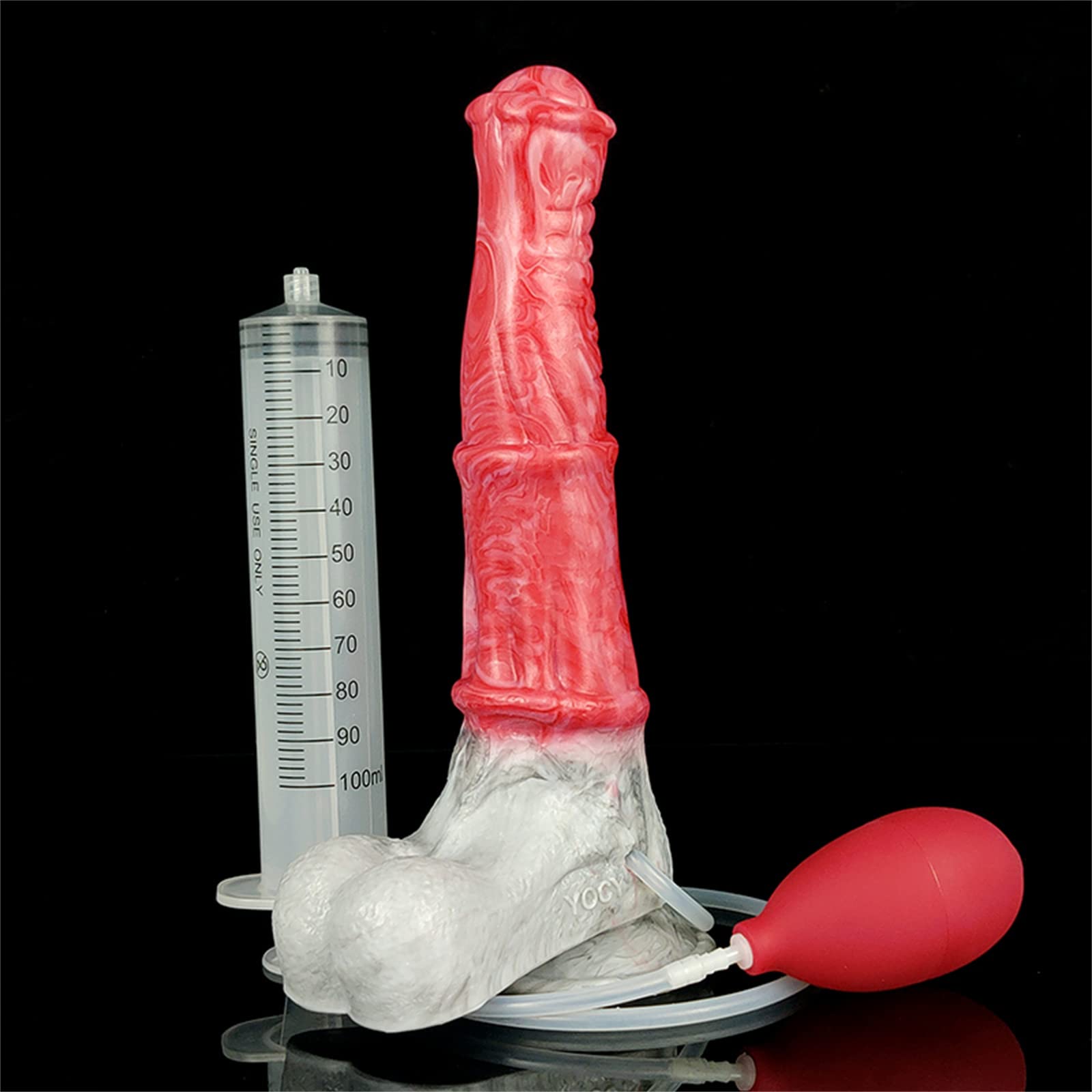 Realistic Ejaculating Horse Dildo - Lifelike Squirting Animal Dildo for Women, G-Spot & Anal Play - Adult Sex Toy with Cum Tube (Red) | Perfect for Roleplay, BDSM & Solo Pleasure