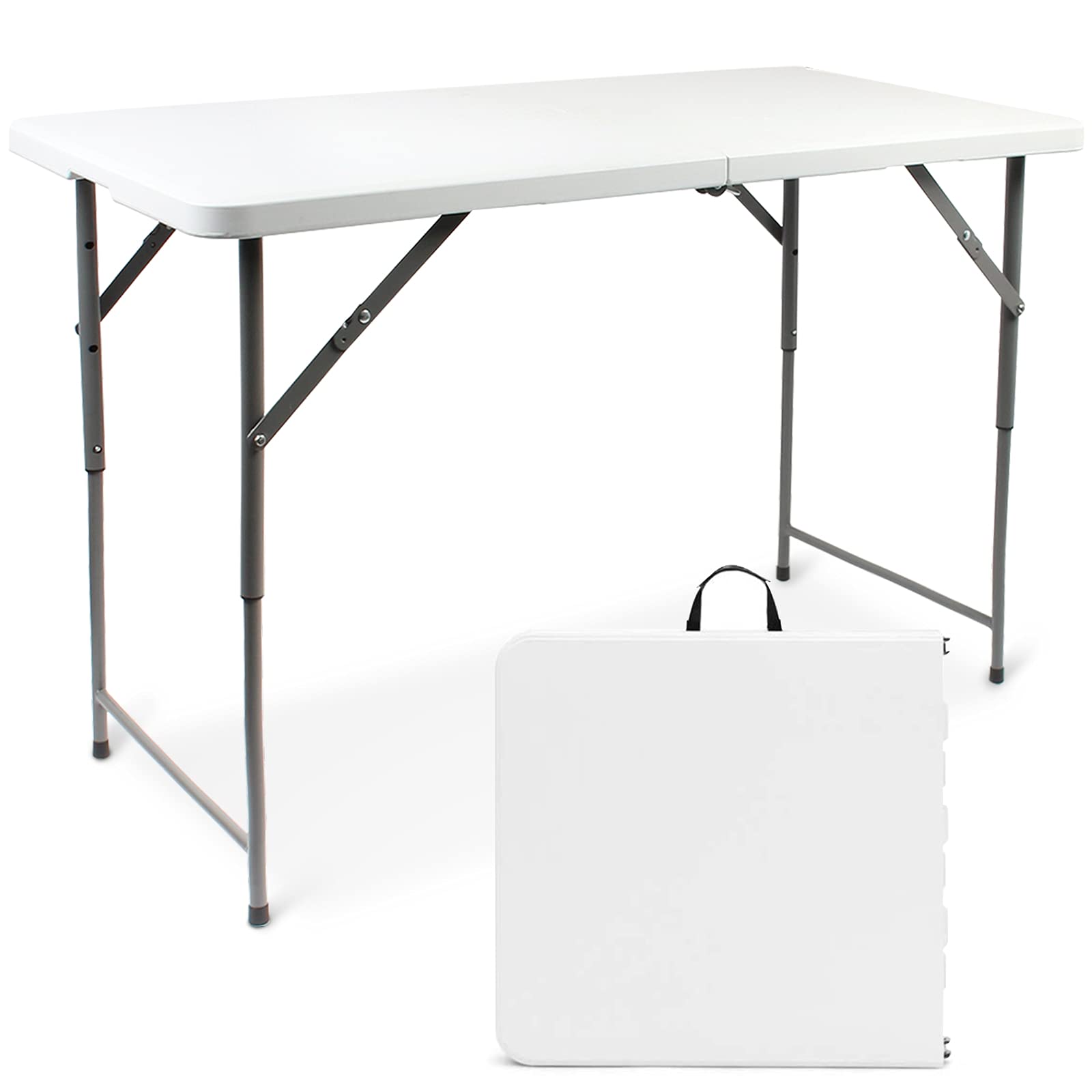 Todeco Folding Camping Table - Portable & Adjustable Height Picnic Table for Outdoor, Camping, Beach, BBQ - Lightweight Durable Utility Table for Travel, Tailgating, and Backyard Parties