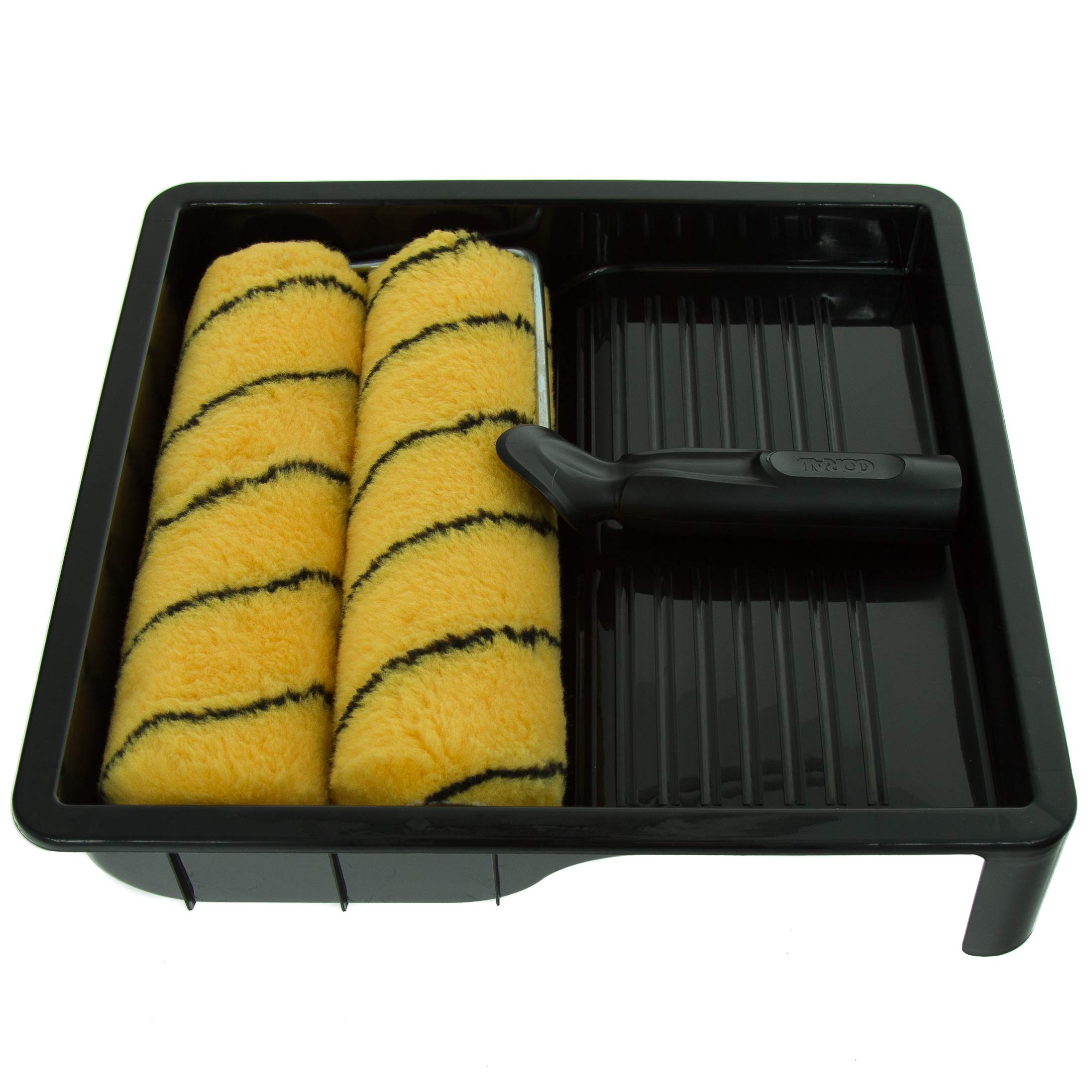 Max Coat 9 Inch Paint Roller Tray & Frame Set - 4 Piece Pack for Smooth Wall Painting - Perfect for Home DIY Projects, Interior Decorating & Professional Use