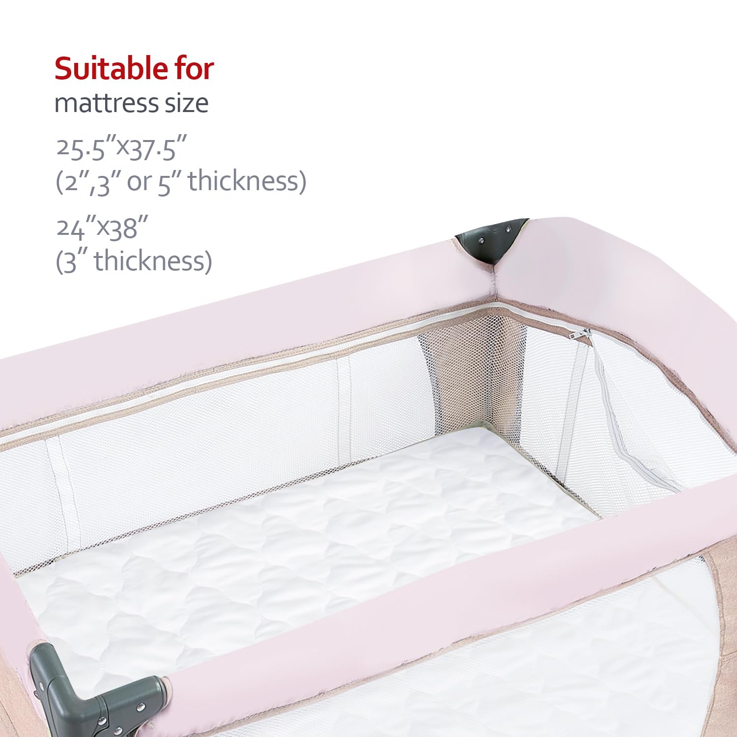 Waterproof Pack and Play Mattress Pad Cover - Soft Quilted Protector 27