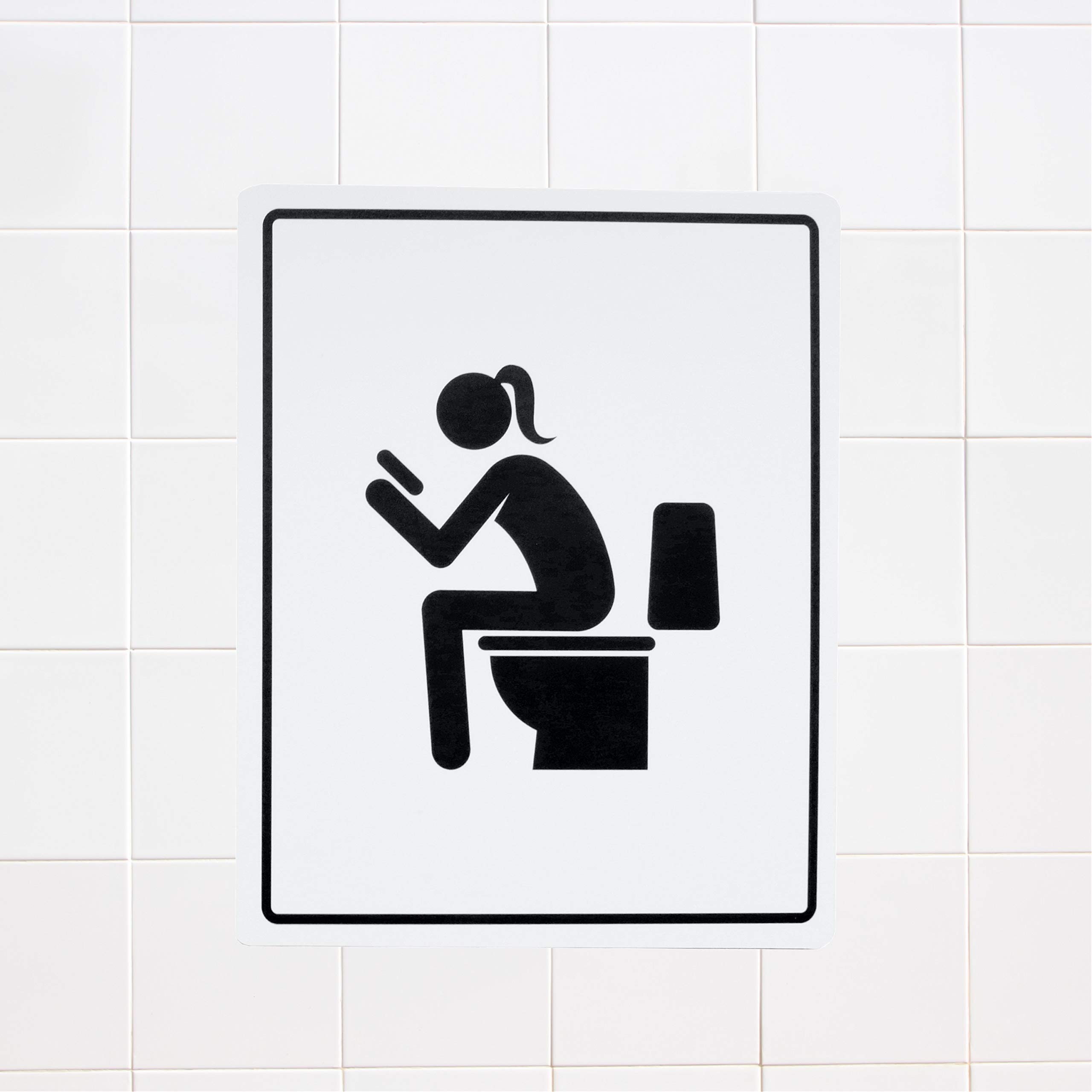Funny Toilet Signs - Double Sided Adhesive (5.3x6.7