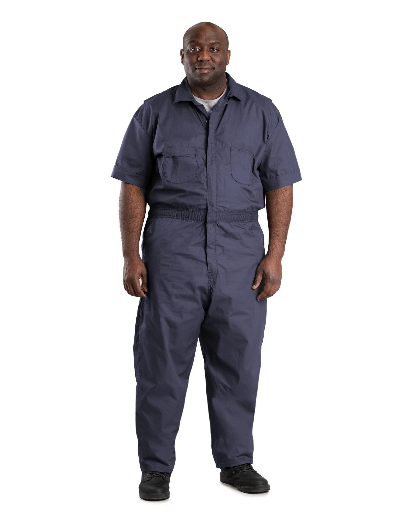 Berne Men's Big & Tall Poplin Short Sleeve Coverall Work Jumpsuit - Durable Lightweight Workwear for Mechanics, Farmers & Outdoor Labor