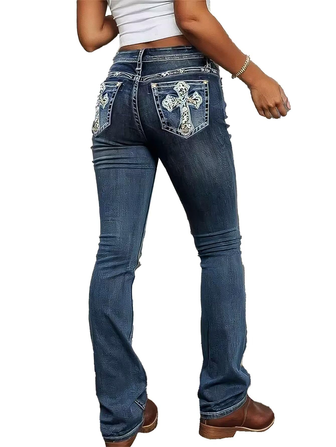 Flamingals Women's Bootcut Jeans - High Stretch, Mid Rise & Trendy for Casual Wear