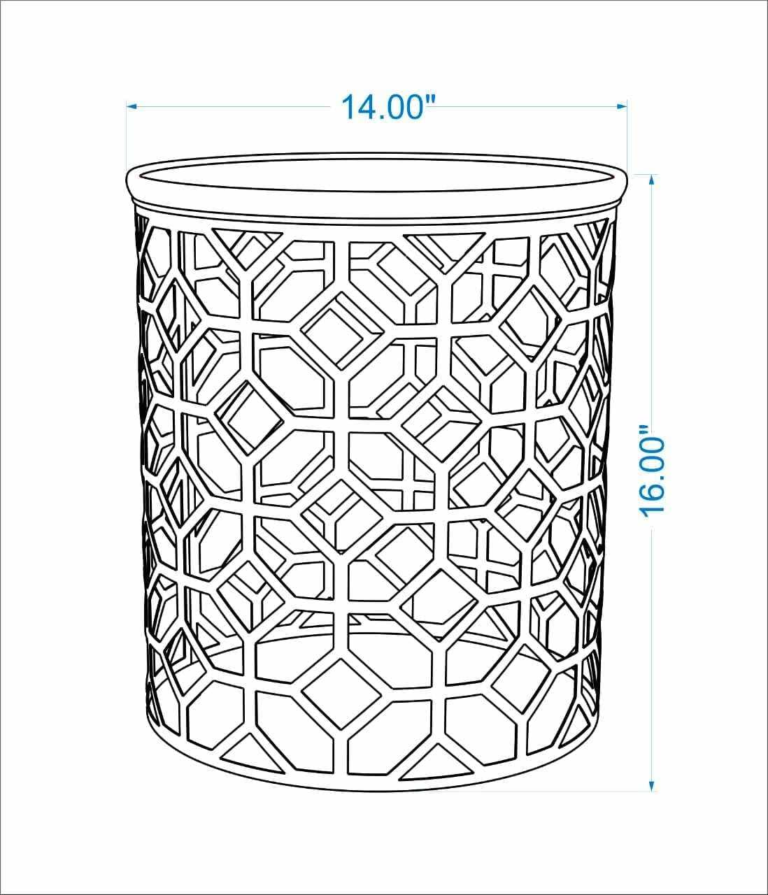 Modern Geometric Metal Coffee Table - Cream Accent Side Table for Living Room & Bedroom - 16