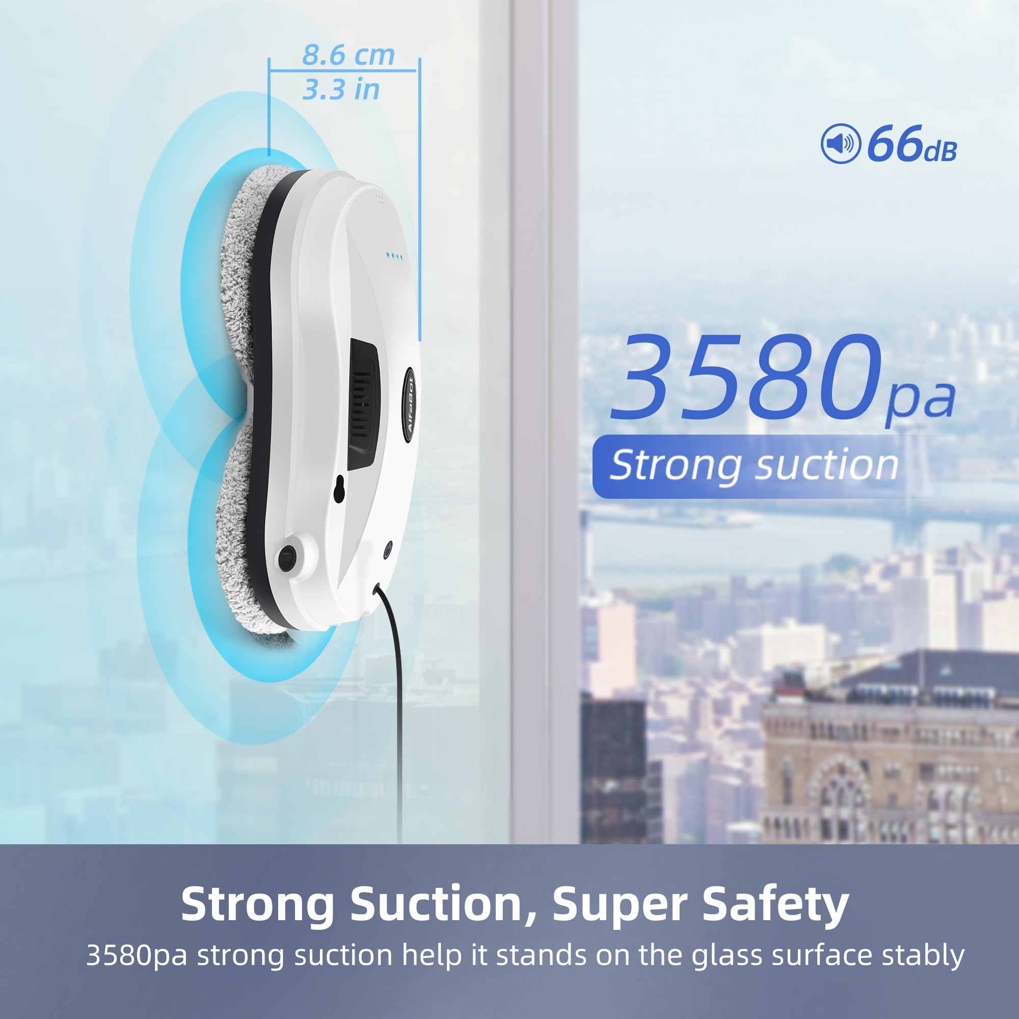 AlfaBot X7 Smart Window Cleaning Robot with Dual Water Spray & 50ml Tank - Automatic Glass Cleaner for Highrise Windows (Indoor/Outdoor Use) - Perfect for Homes, Offices & Skyscraper Maintenance