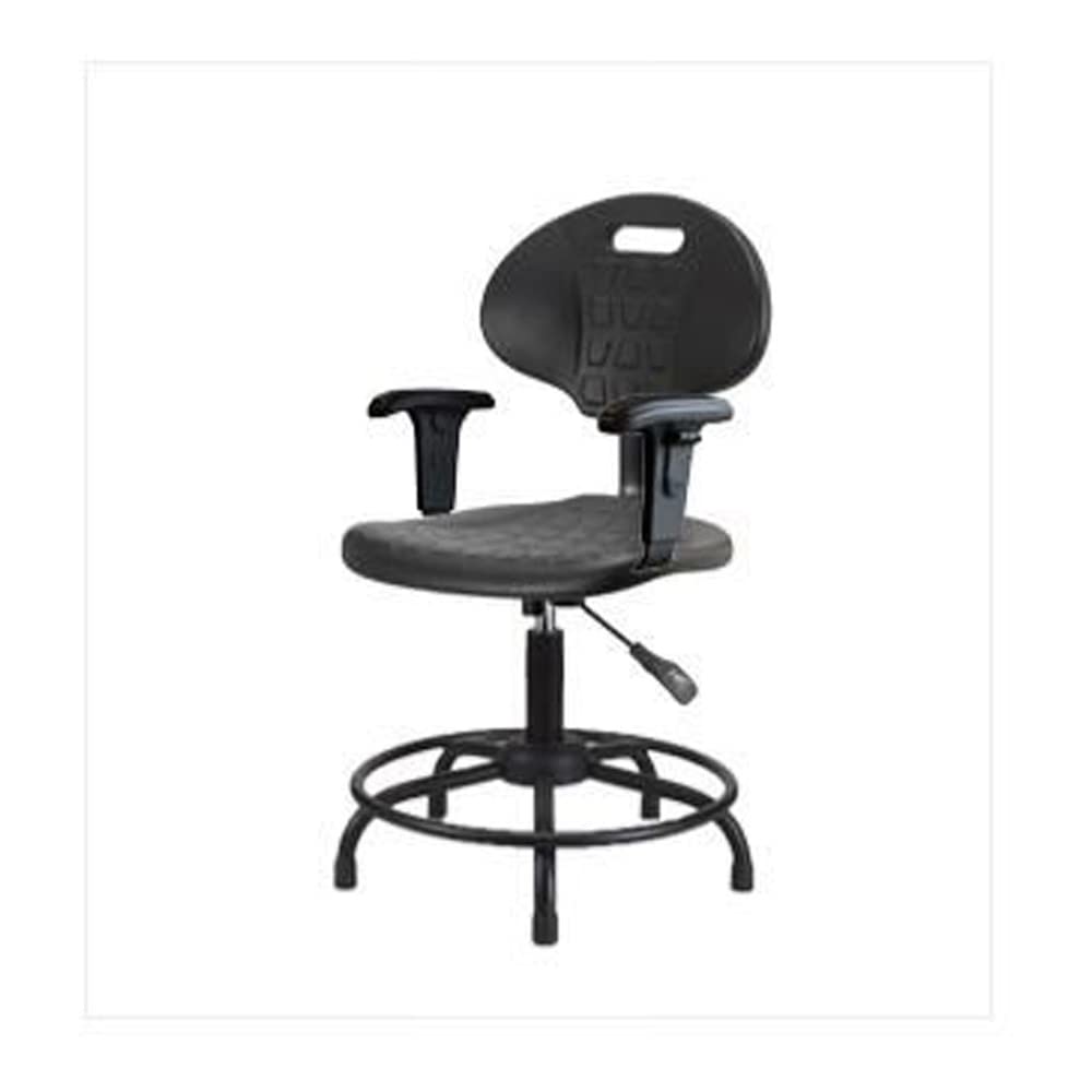 Thomas ECOM TPDHCH-RT-A1-RG Adjustable Height Office Chair with Round Tube Base & PU Cushion - Ergonomic Desk Chair for Home Office, Computer Work & Conference Rooms