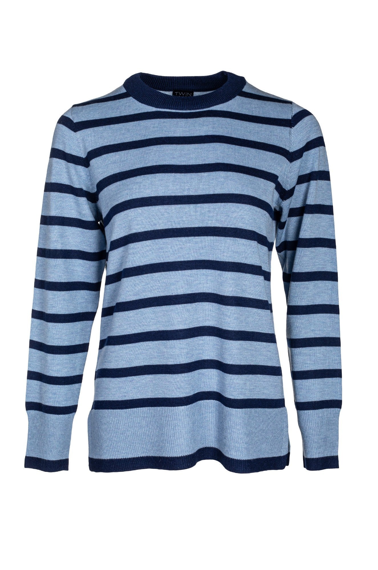 Touch of Wool Jumper for Women - Soft & Warm Winter Sweater in Sky Blue/Navy | Cozy Pullover for Casual Outfits, Office Wear & Cold Weather Fashion