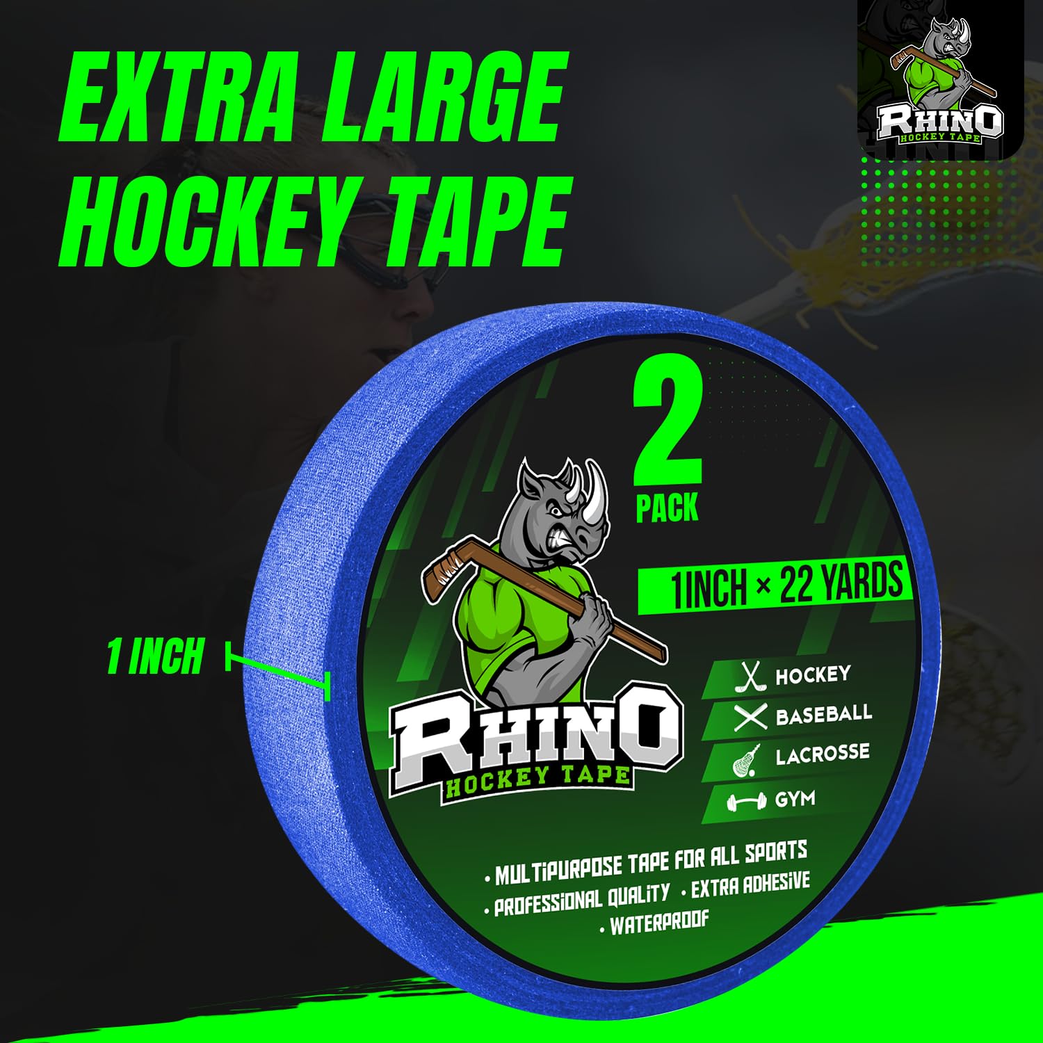 Hockey Grip Tape - Premium Sports Tape for Hockey Sticks, Lacrosse, Baseball Bats & Pull-Up Bars - Non-Slip Fabric Tape for Enhanced Grip & Control - Perfect Hockey Gift for Players & Gym Enthusiasts (Use for Stick Wrapping, Bat Grip & Gym Equipment Protection)