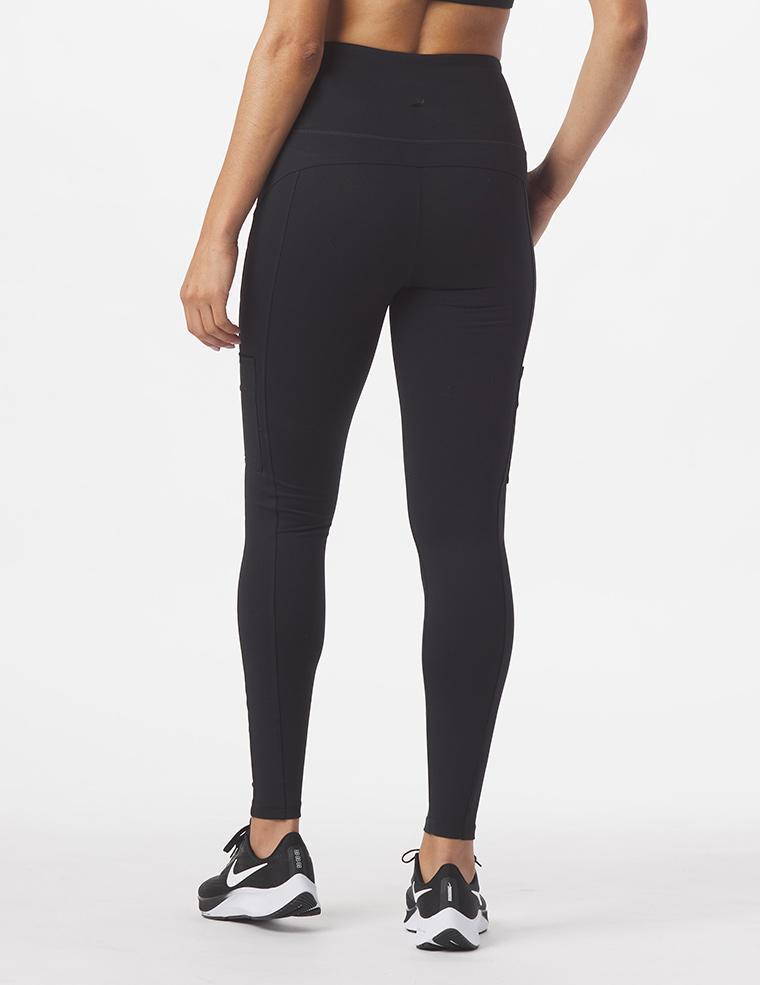 Glyder Women's High Waist Compression Cargo Leggings - Workout, Yoga & Running Pants for Women - Moisture Wicking & Tummy Control Activewear (Black) - Perfect for Gym, Travel & Everyday Wear