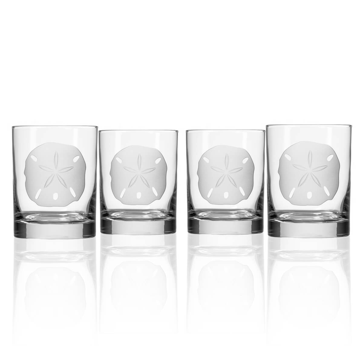 Premium Sand Dollar 13oz Double Old Fashioned Glasses - Set of 4 Heavy Base Cocktail Glasses for Whiskey, Bourbon & Scotch - Perfect for Home Bars, Parties & Gifts