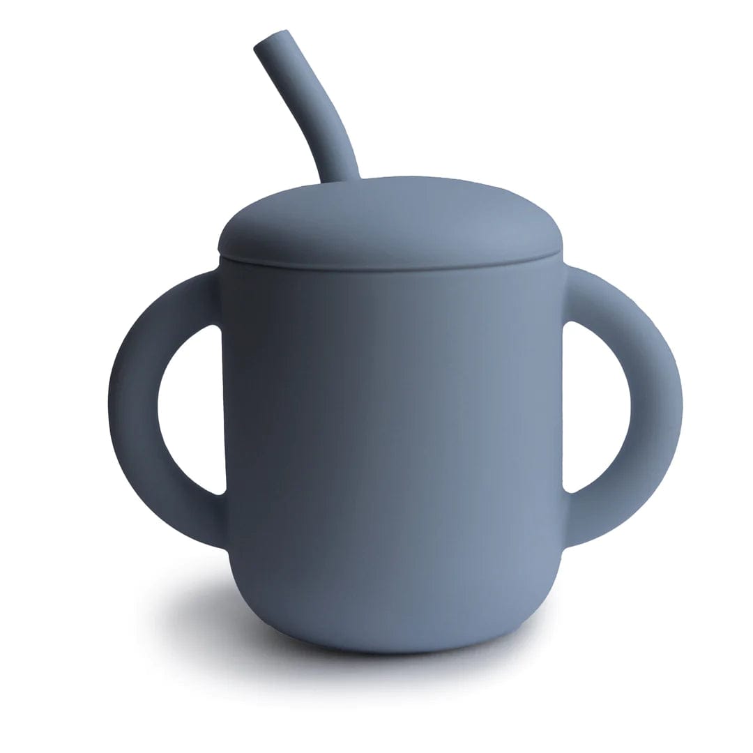 Mushie Silicone Training Cup with Straw - BPA Free Toddler Sippy Cup for Baby & Kids - Perfect for Daycare, Travel & Learning to Drink Independently